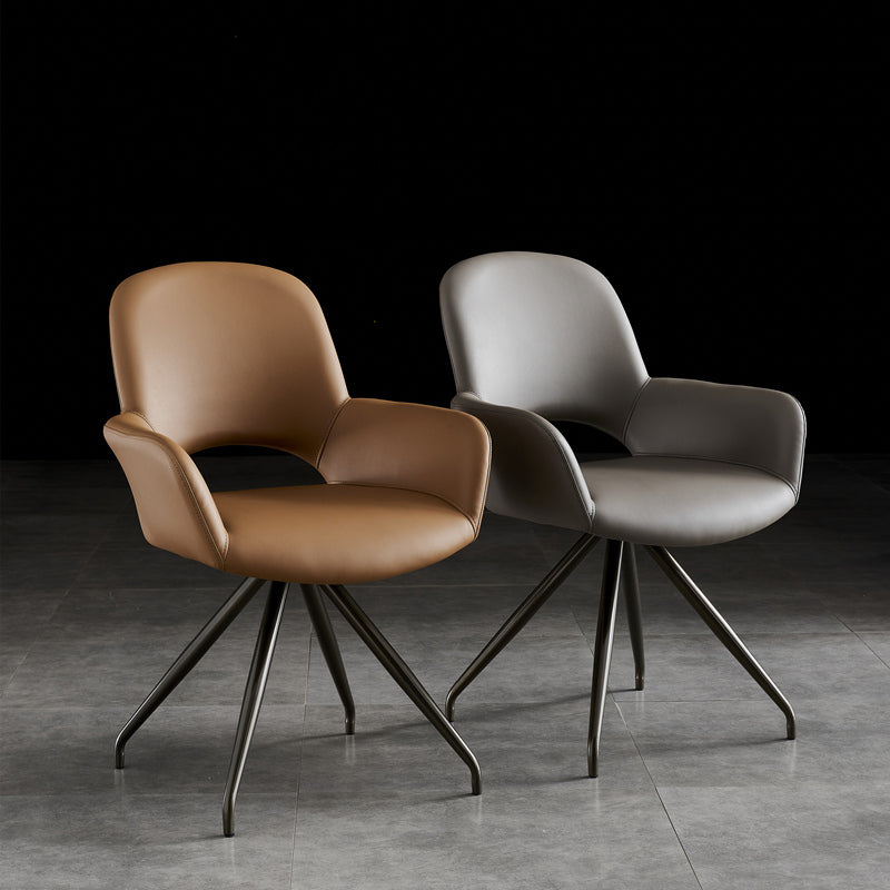 Minimalist Style Leather Dining Chairs Open Back Upholstered Dining Side Chair Clearhalo ' kitchen&dining_furn' 'Dining Chairs' 'Dining Tables & Seating' 'dining_chair' 'furn' 'furn_dining_chair' 'Furniture' 'furniture_dining_chair' 'Kitchen & Dining Furniture' 'kitchen' 3859729