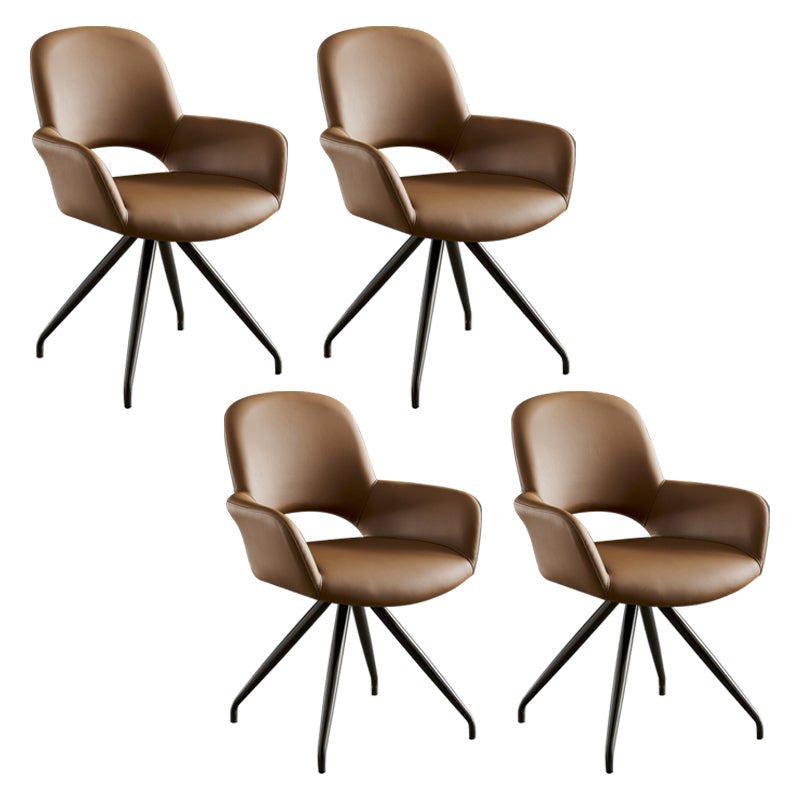 Minimalist Style Leather Dining Chairs Open Back Upholstered Dining Side Chair Khaki 4 Piece Set Clearhalo ' kitchen&dining_furn' 'Dining Chairs' 'Dining Tables & Seating' 'dining_chair' 'furn' 'furn_dining_chair' 'Furniture' 'furniture_dining_chair' 'Kitchen & Dining Furniture' 'kitchen' 3859730