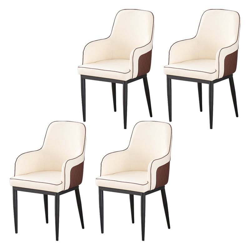 Contemporary Style Dining Side Chair Kitchen Arm Chair with Metal Legs Off-White 4 Piece Set Black Clearhalo ' kitchen&dining_furn' 'Dining Chairs' 'Dining Tables & Seating' 'dining_chair' 'furn' 'furn_dining_chair' 'Furniture' 'furniture_dining_chair' 'Kitchen & Dining Furniture' 'kitchen' 3859751