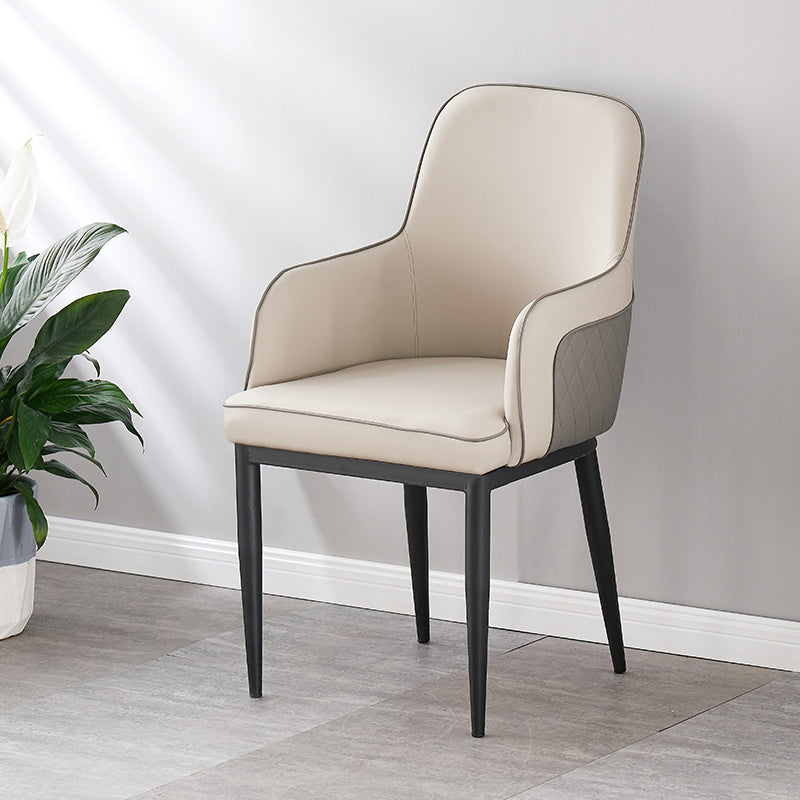 Contemporary Style Dining Side Chair Kitchen Arm Chair with Metal Legs Light Gray 1 Piece Black Clearhalo ' kitchen&dining_furn' 'Dining Chairs' 'Dining Tables & Seating' 'dining_chair' 'furn' 'furn_dining_chair' 'Furniture' 'furniture_dining_chair' 'Kitchen & Dining Furniture' 'kitchen' 3859753