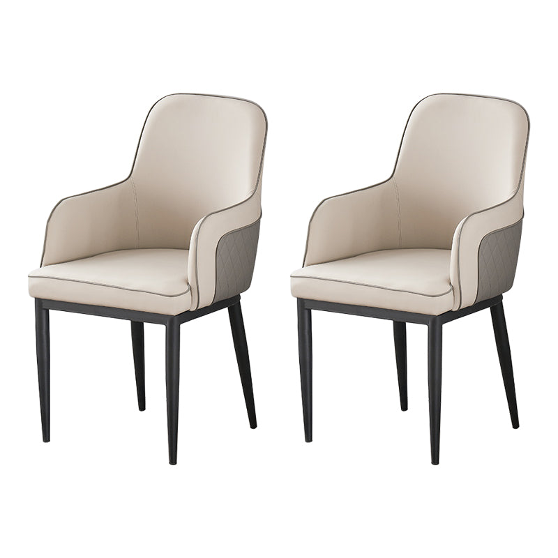 Contemporary Style Dining Side Chair Kitchen Arm Chair with Metal Legs Light Gray 2 Piece Set Black Clearhalo ' kitchen&dining_furn' 'Dining Chairs' 'Dining Tables & Seating' 'dining_chair' 'furn' 'furn_dining_chair' 'Furniture' 'furniture_dining_chair' 'Kitchen & Dining Furniture' 'kitchen' 3859755