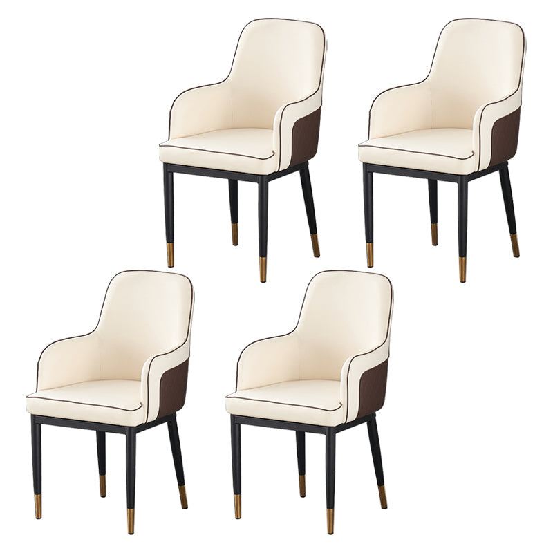 Contemporary Style Dining Side Chair Kitchen Arm Chair with Metal Legs Off-White 4 Piece Set Brass Gold Clearhalo ' kitchen&dining_furn' 'Dining Chairs' 'Dining Tables & Seating' 'dining_chair' 'furn' 'furn_dining_chair' 'Furniture' 'furniture_dining_chair' 'Kitchen & Dining Furniture' 'kitchen' 3859762