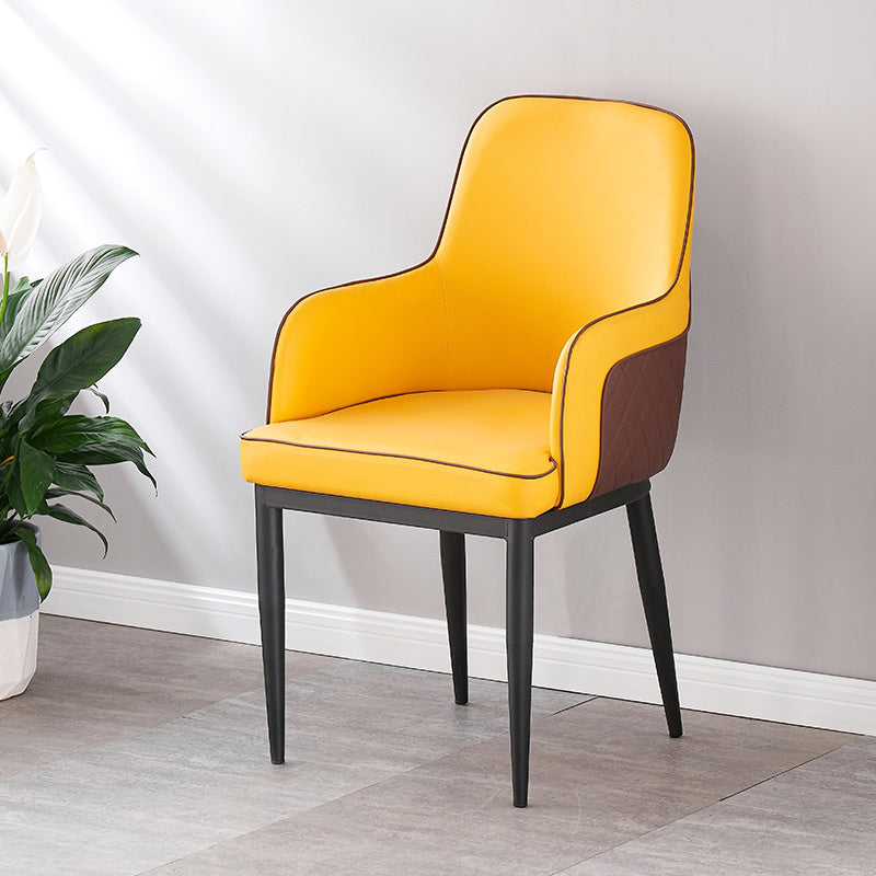 Contemporary Style Dining Side Chair Kitchen Arm Chair with Metal Legs Orange 1 Piece Black Clearhalo ' kitchen&dining_furn' 'Dining Chairs' 'Dining Tables & Seating' 'dining_chair' 'furn' 'furn_dining_chair' 'Furniture' 'furniture_dining_chair' 'Kitchen & Dining Furniture' 'kitchen' 3859765