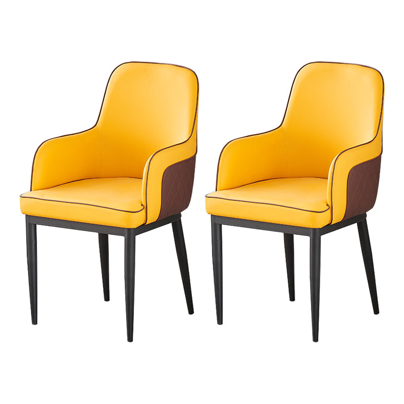 Contemporary Style Dining Side Chair Kitchen Arm Chair with Metal Legs Orange 2 Piece Set Black Clearhalo ' kitchen&dining_furn' 'Dining Chairs' 'Dining Tables & Seating' 'dining_chair' 'furn' 'furn_dining_chair' 'Furniture' 'furniture_dining_chair' 'Kitchen & Dining Furniture' 'kitchen' 3859766