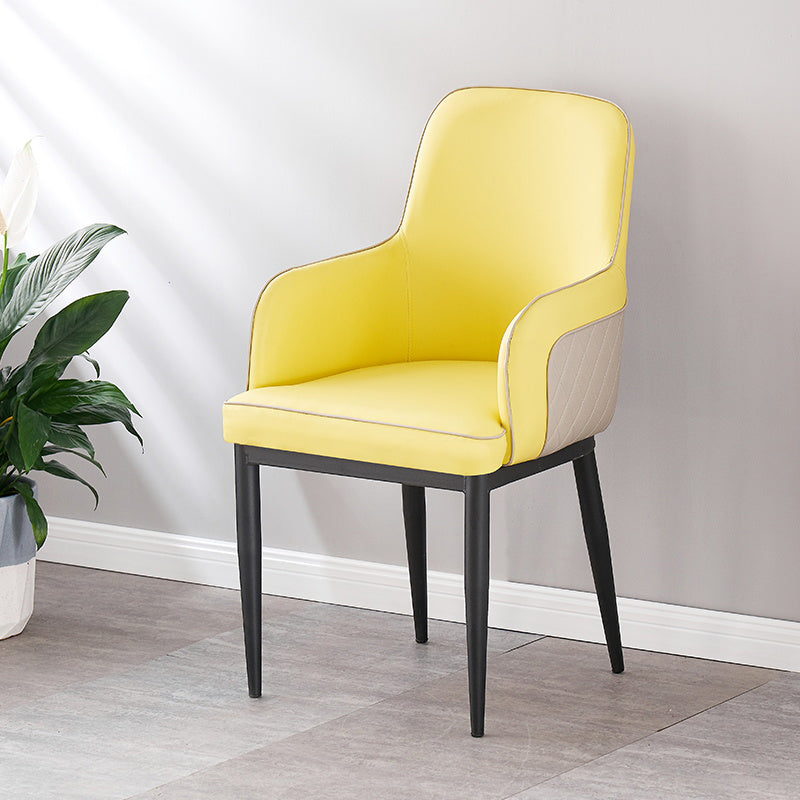 Contemporary Style Dining Side Chair Kitchen Arm Chair with Metal Legs Yellow 1 Piece Black Clearhalo ' kitchen&dining_furn' 'Dining Chairs' 'Dining Tables & Seating' 'dining_chair' 'furn' 'furn_dining_chair' 'Furniture' 'furniture_dining_chair' 'Kitchen & Dining Furniture' 'kitchen' 3859768