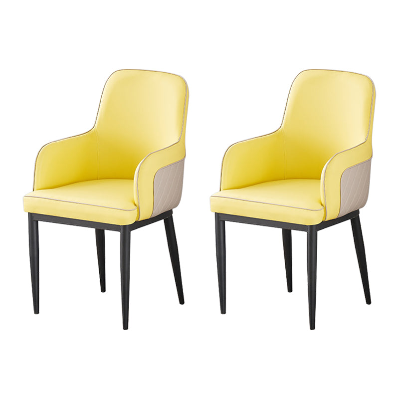 Contemporary Style Dining Side Chair Kitchen Arm Chair with Metal Legs Yellow 2 Piece Set Black Clearhalo ' kitchen&dining_furn' 'Dining Chairs' 'Dining Tables & Seating' 'dining_chair' 'furn' 'furn_dining_chair' 'Furniture' 'furniture_dining_chair' 'Kitchen & Dining Furniture' 'kitchen' 3859769