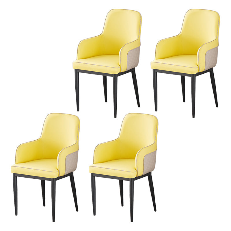 Contemporary Style Dining Side Chair Kitchen Arm Chair with Metal Legs Yellow 4 Piece Set Black Clearhalo ' kitchen&dining_furn' 'Dining Chairs' 'Dining Tables & Seating' 'dining_chair' 'furn' 'furn_dining_chair' 'Furniture' 'furniture_dining_chair' 'Kitchen & Dining Furniture' 'kitchen' 3859770