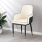 Contemporary Style Dining Side Chair Kitchen Arm Chair with Metal Legs White 1 Piece Brass Gold Clearhalo ' kitchen&dining_furn' 'Dining Chairs' 'Dining Tables & Seating' 'dining_chair' 'furn' 'furn_dining_chair' 'Furniture' 'furniture_dining_chair' 'Kitchen & Dining Furniture' 'kitchen' 3859771