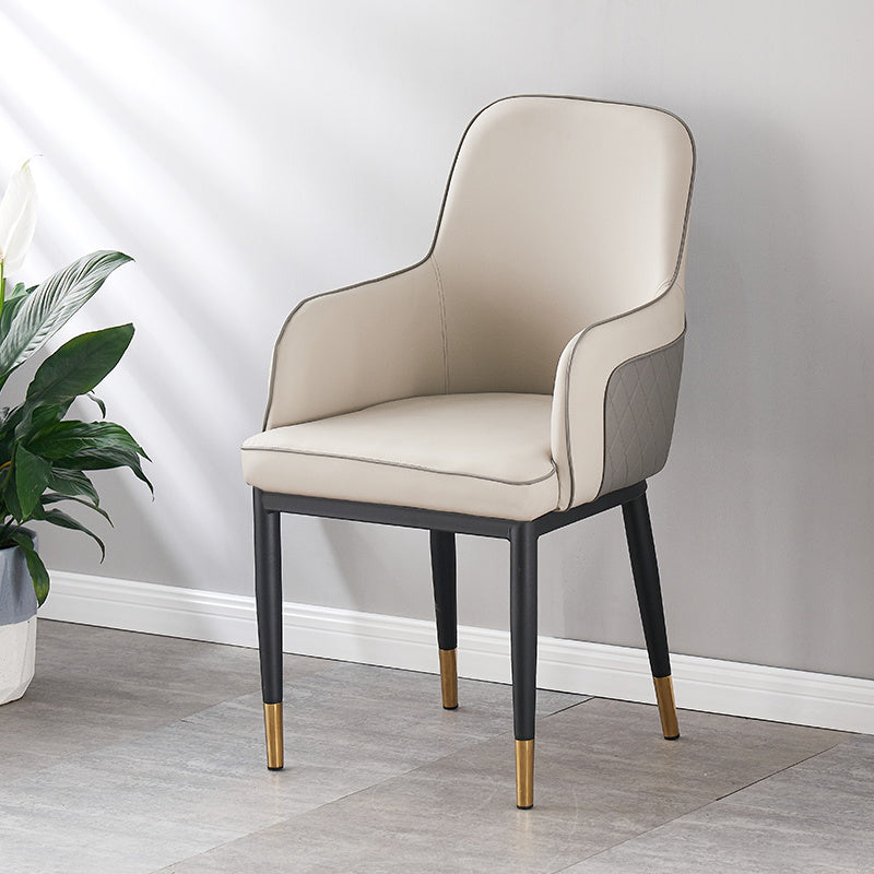 Contemporary Style Dining Side Chair Kitchen Arm Chair with Metal Legs Light Gray 1 Piece Brass Gold Clearhalo ' kitchen&dining_furn' 'Dining Chairs' 'Dining Tables & Seating' 'dining_chair' 'furn' 'furn_dining_chair' 'Furniture' 'furniture_dining_chair' 'Kitchen & Dining Furniture' 'kitchen' 3859774