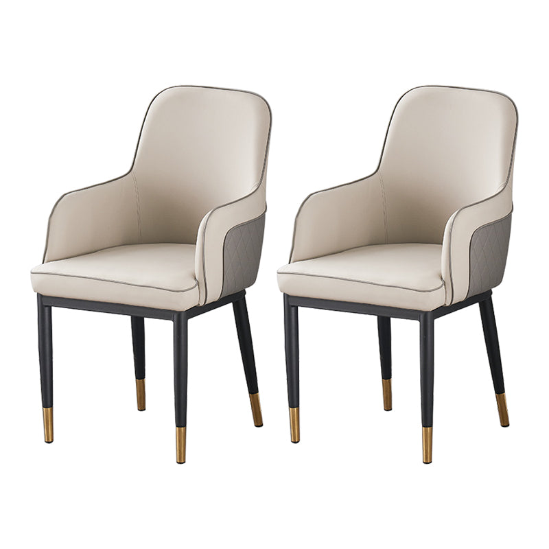 Contemporary Style Dining Side Chair Kitchen Arm Chair with Metal Legs Light Gray 2 Piece Set Brass Gold Clearhalo ' kitchen&dining_furn' 'Dining Chairs' 'Dining Tables & Seating' 'dining_chair' 'furn' 'furn_dining_chair' 'Furniture' 'furniture_dining_chair' 'Kitchen & Dining Furniture' 'kitchen' 3859775