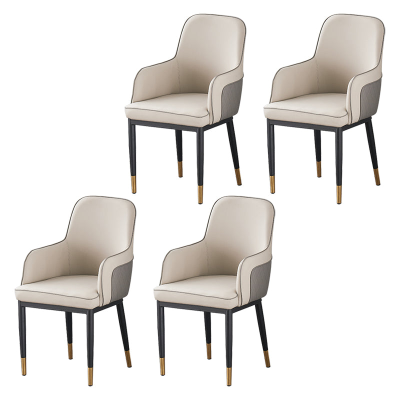 Contemporary Style Dining Side Chair Kitchen Arm Chair with Metal Legs Light Gray 4 Piece Set Brass Gold Clearhalo ' kitchen&dining_furn' 'Dining Chairs' 'Dining Tables & Seating' 'dining_chair' 'furn' 'furn_dining_chair' 'Furniture' 'furniture_dining_chair' 'Kitchen & Dining Furniture' 'kitchen' 3859776