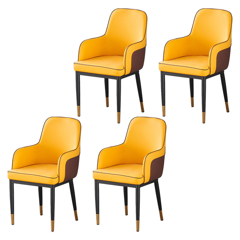 Contemporary Style Dining Side Chair Kitchen Arm Chair with Metal Legs Orange 4 Piece Set Brass Gold Clearhalo ' kitchen&dining_furn' 'Dining Chairs' 'Dining Tables & Seating' 'dining_chair' 'furn' 'furn_dining_chair' 'Furniture' 'furniture_dining_chair' 'Kitchen & Dining Furniture' 'kitchen' 3859779