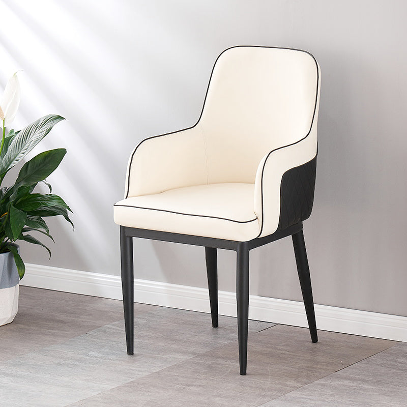 Contemporary Style Dining Side Chair Kitchen Arm Chair with Metal Legs White 1 Piece Black Clearhalo ' kitchen&dining_furn' 'Dining Chairs' 'Dining Tables & Seating' 'dining_chair' 'furn' 'furn_dining_chair' 'Furniture' 'furniture_dining_chair' 'Kitchen & Dining Furniture' 'kitchen' 3859780