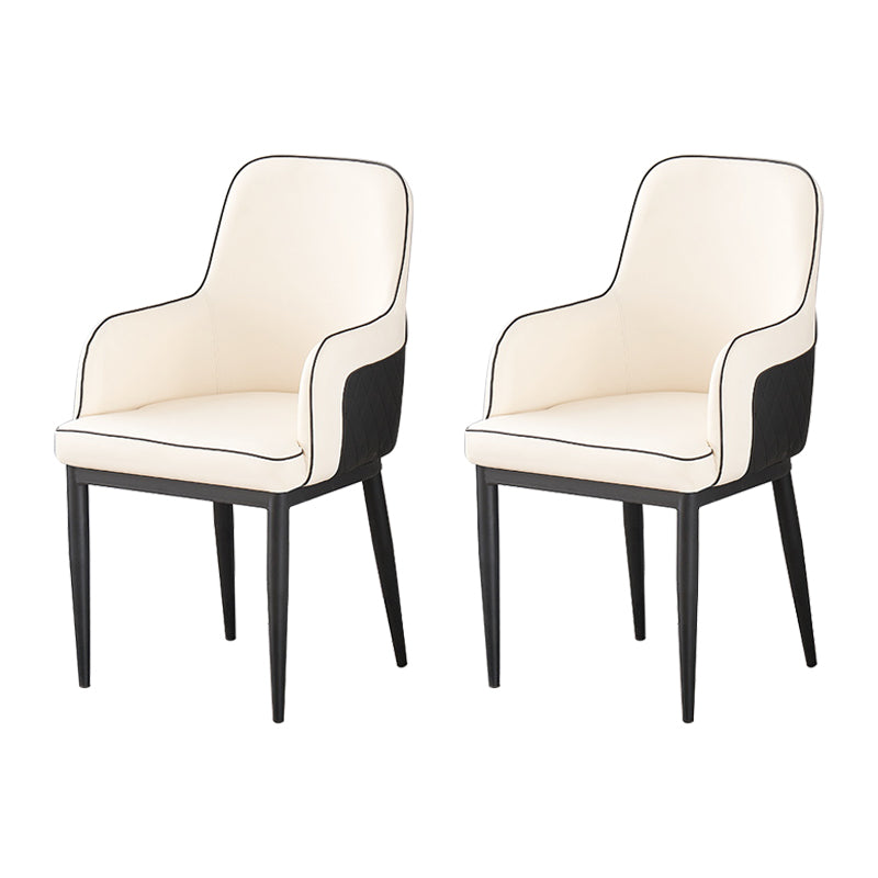 Contemporary Style Dining Side Chair Kitchen Arm Chair with Metal Legs White 2 Piece Set Black Clearhalo ' kitchen&dining_furn' 'Dining Chairs' 'Dining Tables & Seating' 'dining_chair' 'furn' 'furn_dining_chair' 'Furniture' 'furniture_dining_chair' 'Kitchen & Dining Furniture' 'kitchen' 3859781