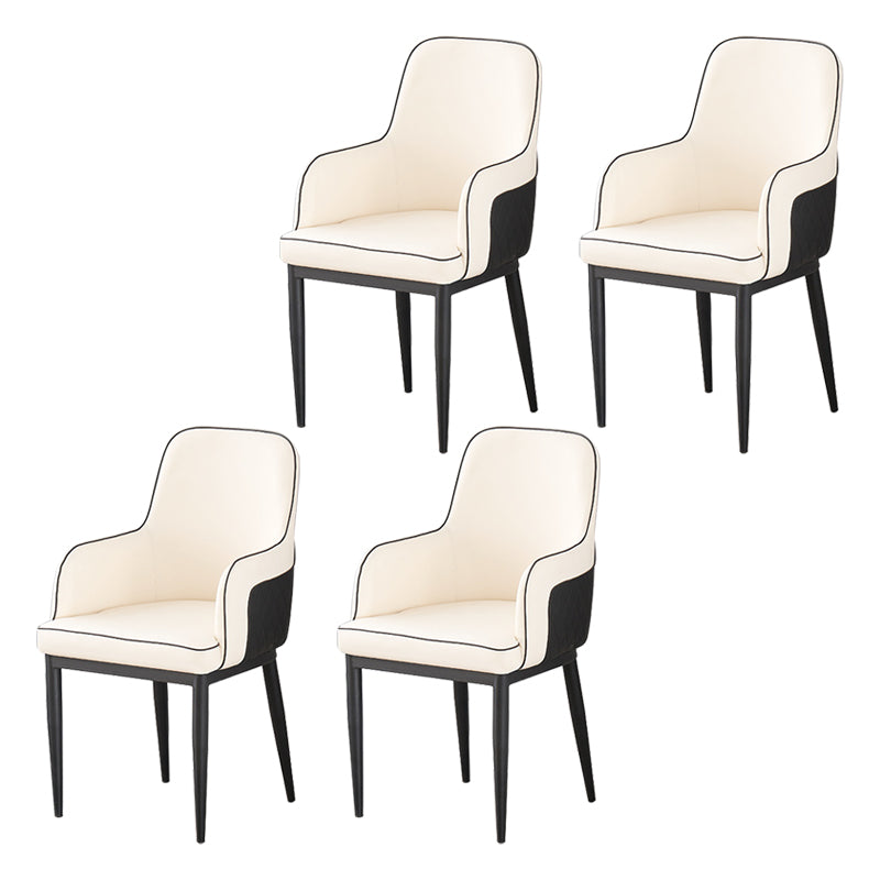 Contemporary Style Dining Side Chair Kitchen Arm Chair with Metal Legs White 4 Piece Set Black Clearhalo ' kitchen&dining_furn' 'Dining Chairs' 'Dining Tables & Seating' 'dining_chair' 'furn' 'furn_dining_chair' 'Furniture' 'furniture_dining_chair' 'Kitchen & Dining Furniture' 'kitchen' 3859782
