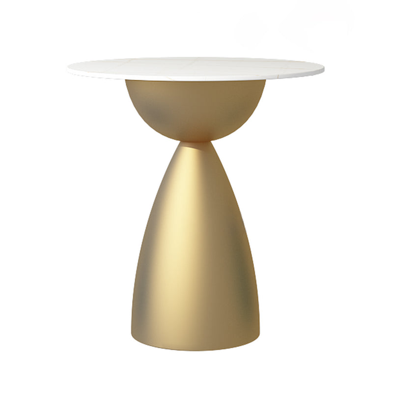 Minimalist Round Shape Sintered Stone Dining Table Standard 27.5 inch Dining Table for Kitchen White Gold Without Chairs Clearhalo ' dining_table' 'Dining Tables & Seating' 'Dining Tables' 'furn' 'furn_dining_table' 'Furniture' 'furniture_dining_table' 'Kitchen & Dining Furniture' 'kitchen&dining_furn' 'kitchen' 'kitchen_dining_table' 3863864