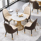 Stone Dining Table Traditional Luxury Dining Site Table with Pedestal Base Clearhalo ' dining_table' 'Dining Tables & Seating' 'Dining Tables' 'furn' 'furn_dining_table' 'Furniture' 'furniture_dining_table' 'Kitchen & Dining Furniture' 'kitchen&dining_furn' 'kitchen' 'kitchen_dining_table' 3863886
