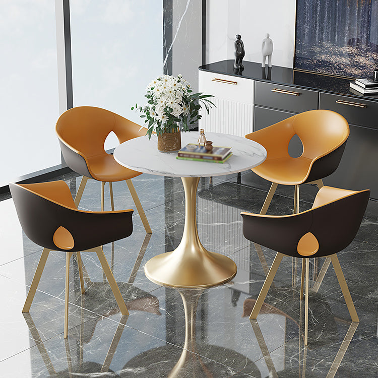 Round Tulip Base Luxury Dining Table White Tone Fixed Table with Sintered Stone Clearhalo ' dining_table' 'Dining Tables & Seating' 'Dining Tables' 'furn' 'furn_dining_table' 'Furniture' 'furniture_dining_table' 'Kitchen & Dining Furniture' 'kitchen&dining_furn' 'kitchen' 'kitchen_dining_table' 3863893