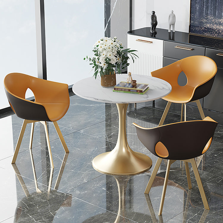 Round Tulip Base Luxury Dining Table White Tone Fixed Table with Sintered Stone Clearhalo ' dining_table' 'Dining Tables & Seating' 'Dining Tables' 'furn' 'furn_dining_table' 'Furniture' 'furniture_dining_table' 'Kitchen & Dining Furniture' 'kitchen&dining_furn' 'kitchen' 'kitchen_dining_table' 3863895