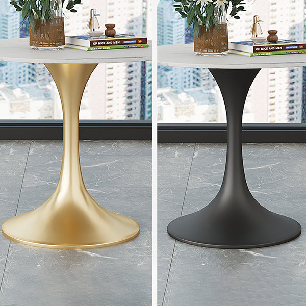 Round Tulip Base Luxury Dining Table White Tone Fixed Table with Sintered Stone Clearhalo ' dining_table' 'Dining Tables & Seating' 'Dining Tables' 'furn' 'furn_dining_table' 'Furniture' 'furniture_dining_table' 'Kitchen & Dining Furniture' 'kitchen&dining_furn' 'kitchen' 'kitchen_dining_table' 3863898