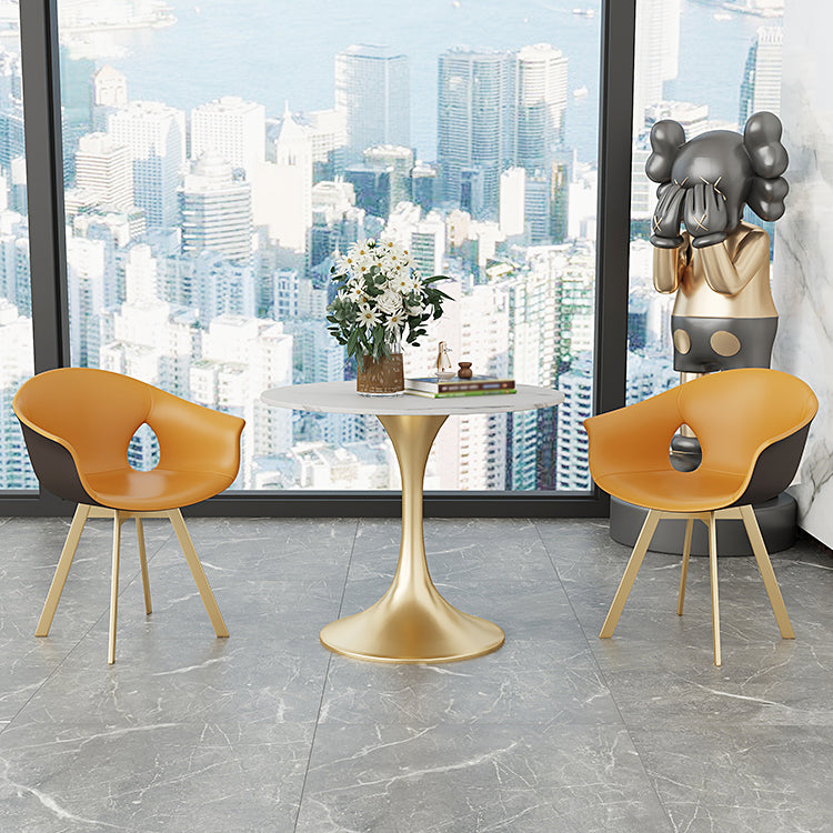 Round Tulip Base Luxury Dining Table White Tone Fixed Table with Sintered Stone Clearhalo ' dining_table' 'Dining Tables & Seating' 'Dining Tables' 'furn' 'furn_dining_table' 'Furniture' 'furniture_dining_table' 'Kitchen & Dining Furniture' 'kitchen&dining_furn' 'kitchen' 'kitchen_dining_table' 3863899