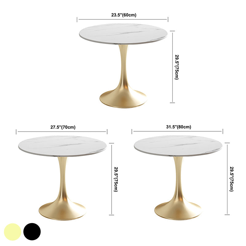 Round Tulip Base Luxury Dining Table White Tone Fixed Table with Sintered Stone Clearhalo ' dining_table' 'Dining Tables & Seating' 'Dining Tables' 'furn' 'furn_dining_table' 'Furniture' 'furniture_dining_table' 'Kitchen & Dining Furniture' 'kitchen&dining_furn' 'kitchen' 'kitchen_dining_table' 3863901