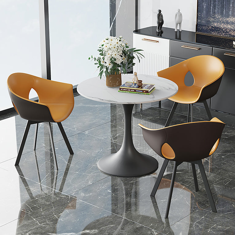 Round Tulip Base Luxury Dining Table White Tone Fixed Table with Sintered Stone Clearhalo ' dining_table' 'Dining Tables & Seating' 'Dining Tables' 'furn' 'furn_dining_table' 'Furniture' 'furniture_dining_table' 'Kitchen & Dining Furniture' 'kitchen&dining_furn' 'kitchen' 'kitchen_dining_table' 3863903
