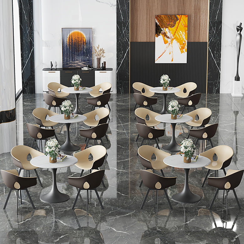 Round Tulip Base Luxury Dining Table White Tone Fixed Table with Sintered Stone Clearhalo ' dining_table' 'Dining Tables & Seating' 'Dining Tables' 'furn' 'furn_dining_table' 'Furniture' 'furniture_dining_table' 'Kitchen & Dining Furniture' 'kitchen&dining_furn' 'kitchen' 'kitchen_dining_table' 3863904