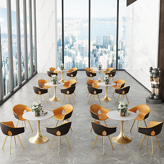 Round Tulip Base Luxury Dining Table White Tone Fixed Table with Sintered Stone Clearhalo ' dining_table' 'Dining Tables & Seating' 'Dining Tables' 'furn' 'furn_dining_table' 'Furniture' 'furniture_dining_table' 'Kitchen & Dining Furniture' 'kitchen&dining_furn' 'kitchen' 'kitchen_dining_table' 3863905