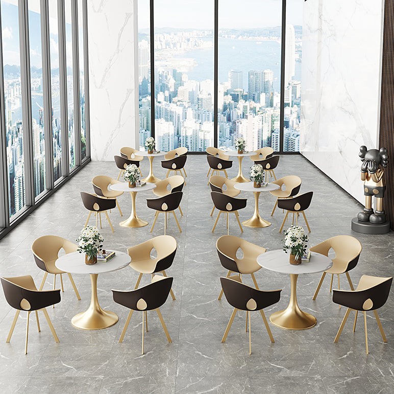 Round Tulip Base Luxury Dining Table White Tone Fixed Table with Sintered Stone Clearhalo ' dining_table' 'Dining Tables & Seating' 'Dining Tables' 'furn' 'furn_dining_table' 'Furniture' 'furniture_dining_table' 'Kitchen & Dining Furniture' 'kitchen&dining_furn' 'kitchen' 'kitchen_dining_table' 3863906