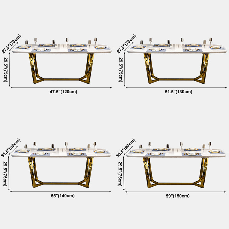 Metal Traditional Luxury Rectangle Indoor Table Sintered Stone Table with Trestle Base Clearhalo ' dining_table' 'Dining Tables & Seating' 'Dining Tables' 'furn' 'furn_dining_table' 'Furniture' 'furniture_dining_table' 'Kitchen & Dining Furniture' 'kitchen&dining_furn' 'kitchen' 'kitchen_dining_table' 3863916