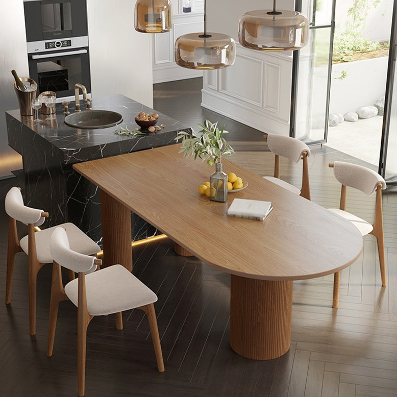 Free Form Pinewood Brown Tone Dining Table Simplicity 3 Legs Table for Dining Room Clearhalo ' dining_table' 'Dining Tables & Seating' 'Dining Tables' 'furn' 'furn_dining_table' 'Furniture' 'furniture_dining_table' 'Kitchen & Dining Furniture' 'kitchen&dining_furn' 'kitchen' 'kitchen_dining_table' 3863931
