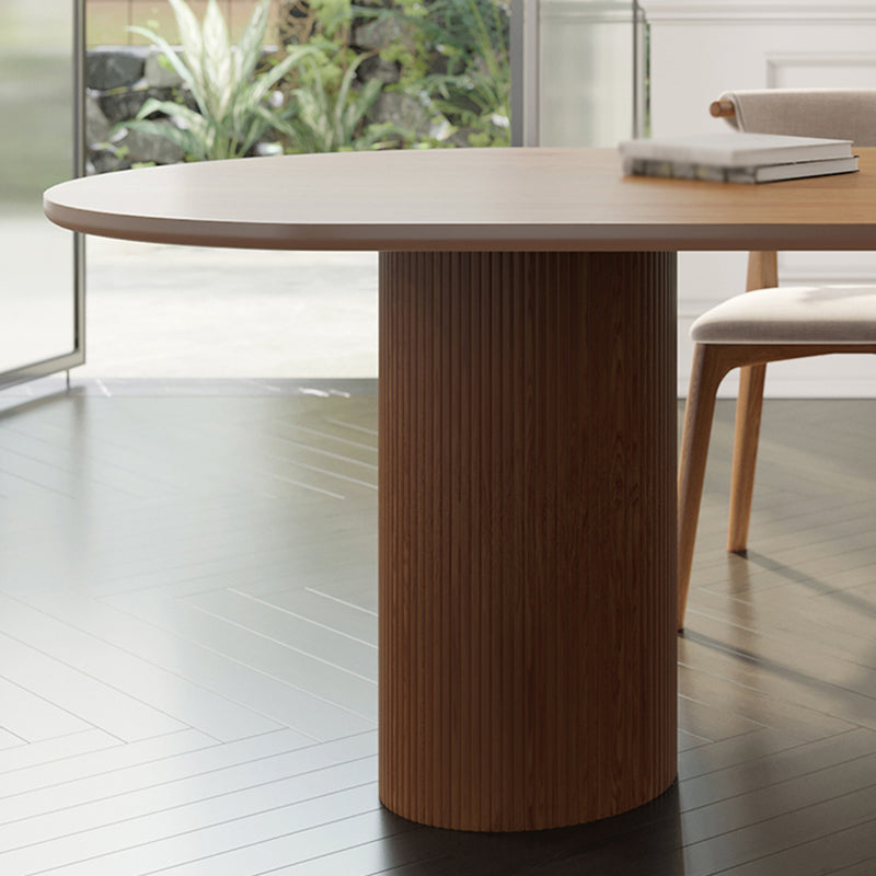 Free Form Pinewood Brown Tone Dining Table Simplicity 3 Legs Table for Dining Room Clearhalo ' dining_table' 'Dining Tables & Seating' 'Dining Tables' 'furn' 'furn_dining_table' 'Furniture' 'furniture_dining_table' 'Kitchen & Dining Furniture' 'kitchen&dining_furn' 'kitchen' 'kitchen_dining_table' 3863934