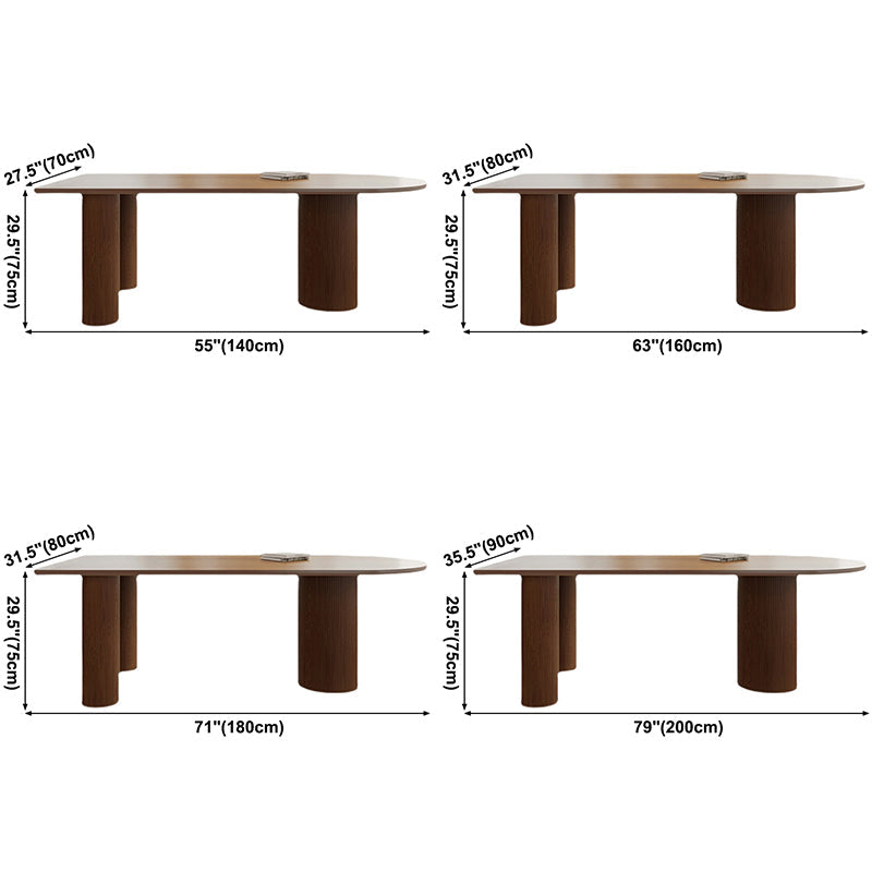 Free Form Pinewood Brown Tone Dining Table Simplicity 3 Legs Table for Dining Room Clearhalo ' dining_table' 'Dining Tables & Seating' 'Dining Tables' 'furn' 'furn_dining_table' 'Furniture' 'furniture_dining_table' 'Kitchen & Dining Furniture' 'kitchen&dining_furn' 'kitchen' 'kitchen_dining_table' 3863939
