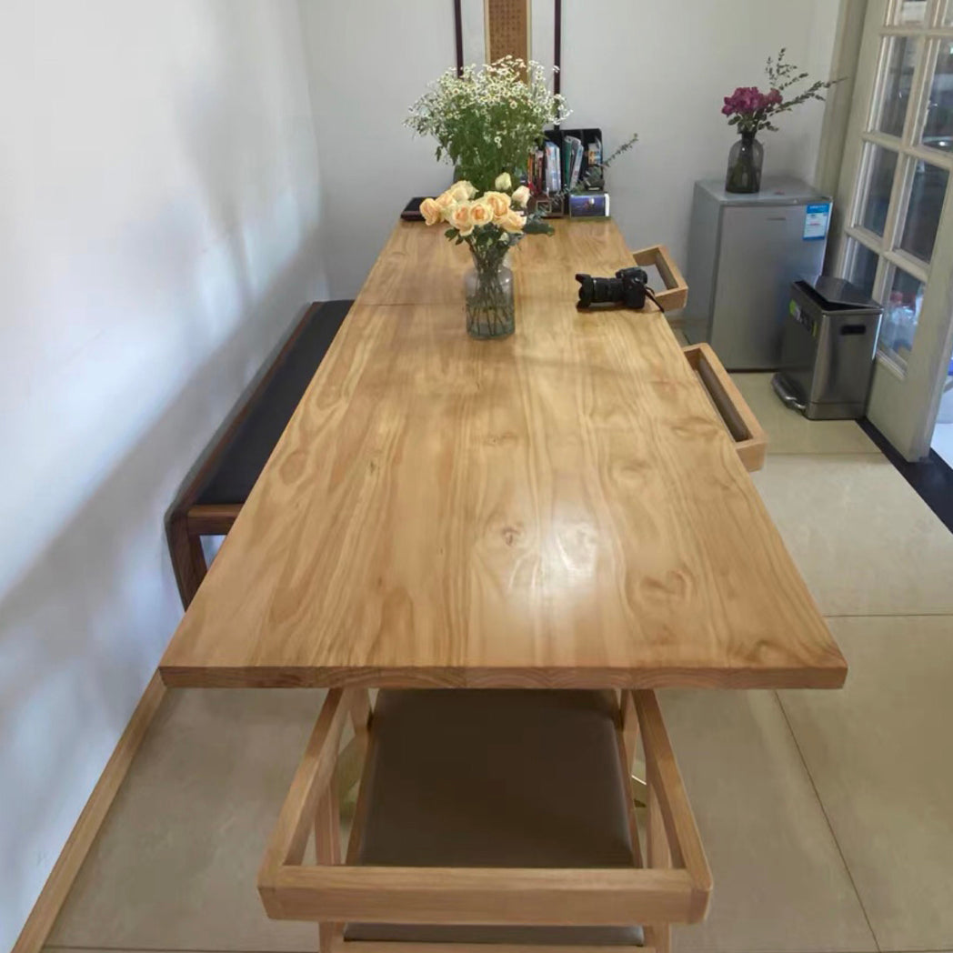 Rectangle Wood Color Dining Table Pine Solid Wood Table Glam for Dining Room Clearhalo ' dining_table' 'Dining Tables & Seating' 'Dining Tables' 'furn' 'furn_dining_table' 'Furniture' 'furniture_dining_table' 'Kitchen & Dining Furniture' 'kitchen&dining_furn' 'kitchen' 'kitchen_dining_table' 3863953