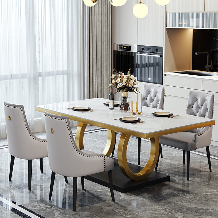 Metal Traditional Luxury Rectangle Table Sintered Stone Table with Pedestal Base Clearhalo ' dining_table' 'Dining Tables & Seating' 'Dining Tables' 'furn' 'furn_dining_table' 'Furniture' 'furniture_dining_table' 'Kitchen & Dining Furniture' 'kitchen&dining_furn' 'kitchen' 'kitchen_dining_table' 3863956