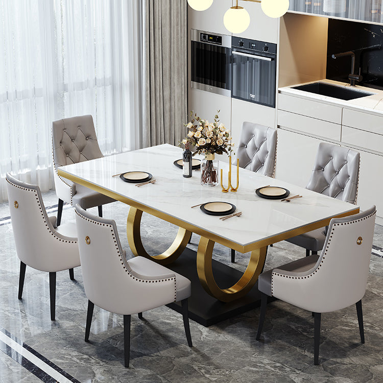 Metal Traditional Luxury Rectangle Table Sintered Stone Table with Pedestal Base Clearhalo ' dining_table' 'Dining Tables & Seating' 'Dining Tables' 'furn' 'furn_dining_table' 'Furniture' 'furniture_dining_table' 'Kitchen & Dining Furniture' 'kitchen&dining_furn' 'kitchen' 'kitchen_dining_table' 3863957