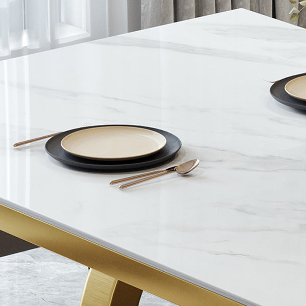 Metal Traditional Luxury Rectangle Table Sintered Stone Table with Pedestal Base Clearhalo ' dining_table' 'Dining Tables & Seating' 'Dining Tables' 'furn' 'furn_dining_table' 'Furniture' 'furniture_dining_table' 'Kitchen & Dining Furniture' 'kitchen&dining_furn' 'kitchen' 'kitchen_dining_table' 3863958