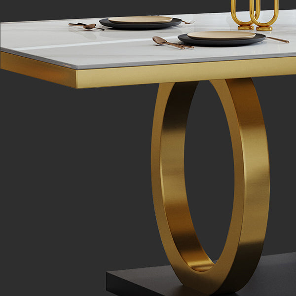 Metal Traditional Luxury Rectangle Table Sintered Stone Table with Pedestal Base Clearhalo ' dining_table' 'Dining Tables & Seating' 'Dining Tables' 'furn' 'furn_dining_table' 'Furniture' 'furniture_dining_table' 'Kitchen & Dining Furniture' 'kitchen&dining_furn' 'kitchen' 'kitchen_dining_table' 3863960