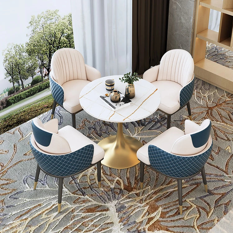 Round Luxury Style Dining Table White Tone Fixed Table with Sintered Stone Clearhalo ' dining_table' 'Dining Tables & Seating' 'Dining Tables' 'furn' 'furn_dining_table' 'Furniture' 'furniture_dining_table' 'Kitchen & Dining Furniture' 'kitchen&dining_furn' 'kitchen' 'kitchen_dining_table' 3863991