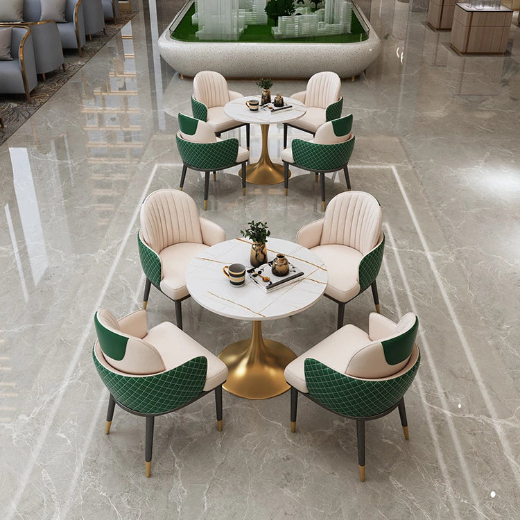 Round Luxury Style Dining Table White Tone Fixed Table with Sintered Stone Clearhalo ' dining_table' 'Dining Tables & Seating' 'Dining Tables' 'furn' 'furn_dining_table' 'Furniture' 'furniture_dining_table' 'Kitchen & Dining Furniture' 'kitchen&dining_furn' 'kitchen' 'kitchen_dining_table' 3863999