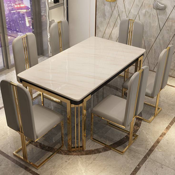 Metal Traditional Luxury Rectangular Dining Table Sintered Stone Table with Legs Clearhalo ' dining_table' 'Dining Tables & Seating' 'Dining Tables' 'furn' 'furn_dining_table' 'Furniture' 'furniture_dining_table' 'Kitchen & Dining Furniture' 'kitchen&dining_furn' 'kitchen' 'kitchen_dining_table' 3864001