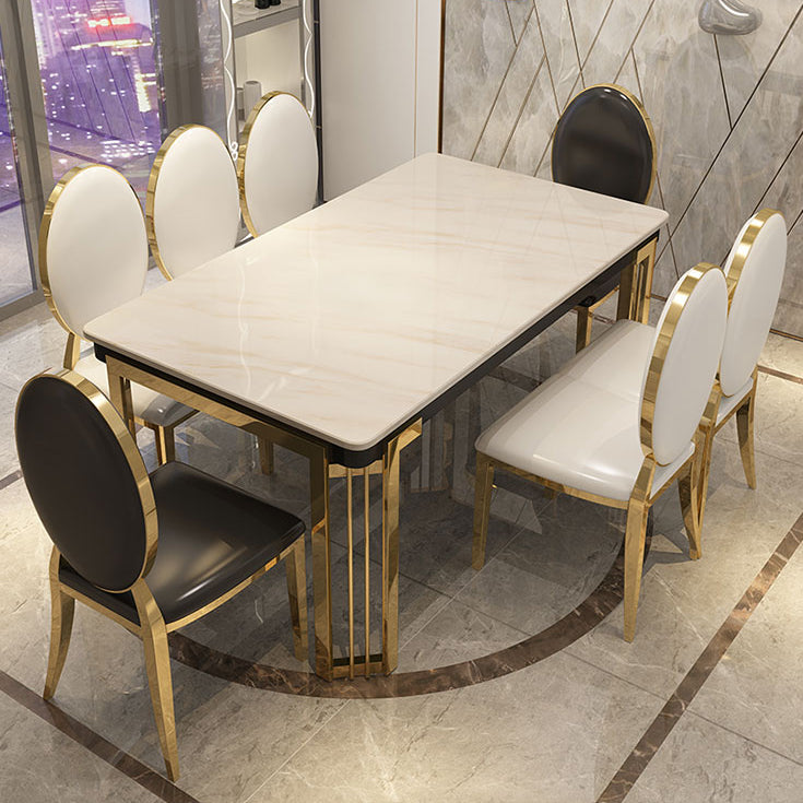 Metal Traditional Luxury Rectangular Dining Table Sintered Stone Table with Legs Clearhalo ' dining_table' 'Dining Tables & Seating' 'Dining Tables' 'furn' 'furn_dining_table' 'Furniture' 'furniture_dining_table' 'Kitchen & Dining Furniture' 'kitchen&dining_furn' 'kitchen' 'kitchen_dining_table' 3864003
