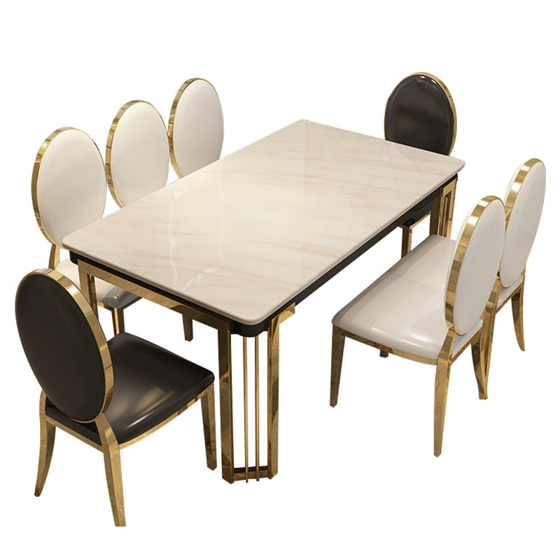 Metal Traditional Luxury Rectangular Dining Table Sintered Stone Table with Legs Clearhalo ' dining_table' 'Dining Tables & Seating' 'Dining Tables' 'furn' 'furn_dining_table' 'Furniture' 'furniture_dining_table' 'Kitchen & Dining Furniture' 'kitchen&dining_furn' 'kitchen' 'kitchen_dining_table' 3864009