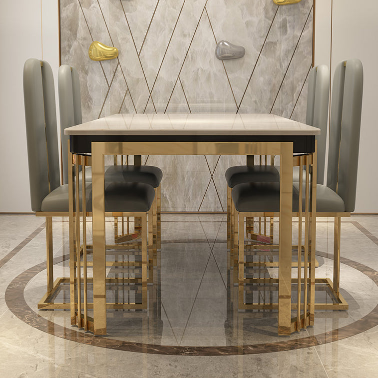 Metal Traditional Luxury Rectangular Dining Table Sintered Stone Table with Legs Clearhalo ' dining_table' 'Dining Tables & Seating' 'Dining Tables' 'furn' 'furn_dining_table' 'Furniture' 'furniture_dining_table' 'Kitchen & Dining Furniture' 'kitchen&dining_furn' 'kitchen' 'kitchen_dining_table' 3864012