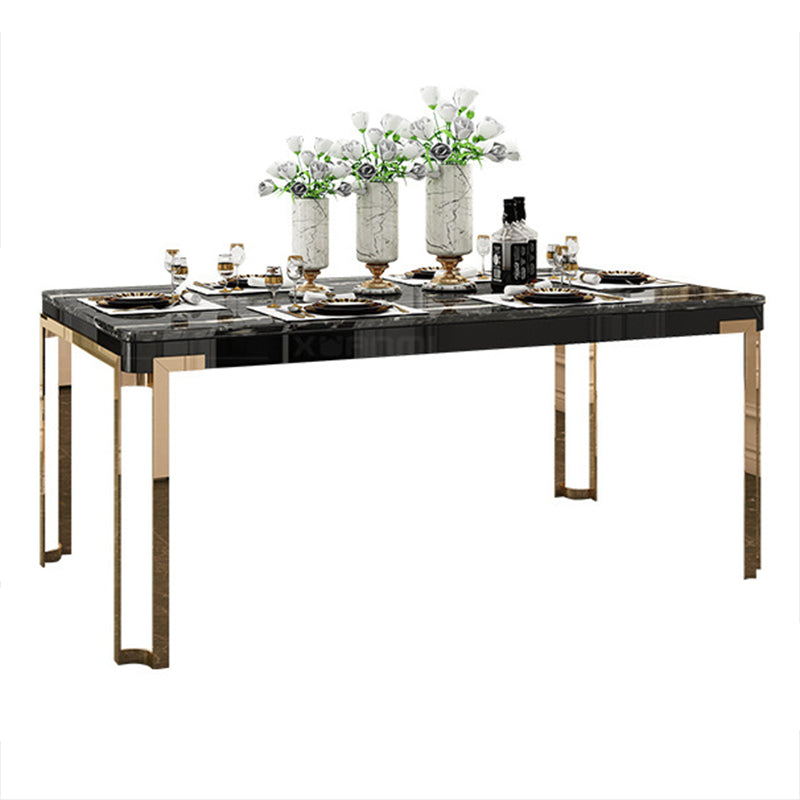 Metal Traditional Luxury Rectangle Indoor Table Sintered Stone Table with Metal Legs Black Without Chairs Clearhalo ' dining_table' 'Dining Tables & Seating' 'Dining Tables' 'furn' 'furn_dining_table' 'Furniture' 'furniture_dining_table' 'Kitchen & Dining Furniture' 'kitchen&dining_furn' 'kitchen' 'kitchen_dining_table' 3864014