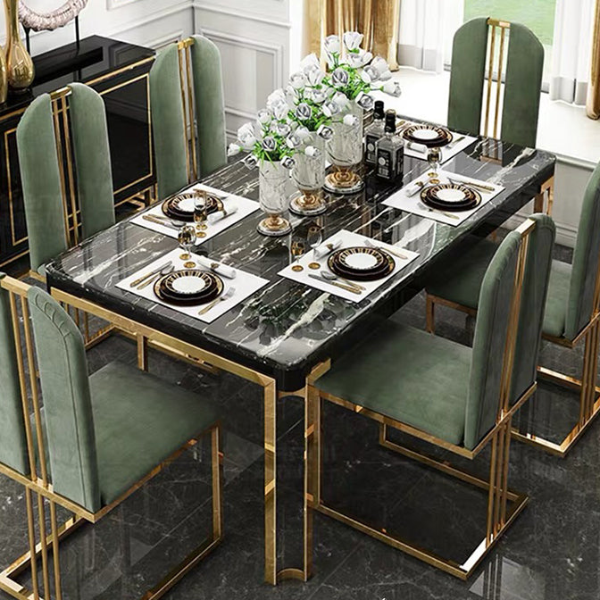 Metal Traditional Luxury Rectangle Indoor Table Sintered Stone Table with Metal Legs Clearhalo ' dining_table' 'Dining Tables & Seating' 'Dining Tables' 'furn' 'furn_dining_table' 'Furniture' 'furniture_dining_table' 'Kitchen & Dining Furniture' 'kitchen&dining_furn' 'kitchen' 'kitchen_dining_table' 3864025