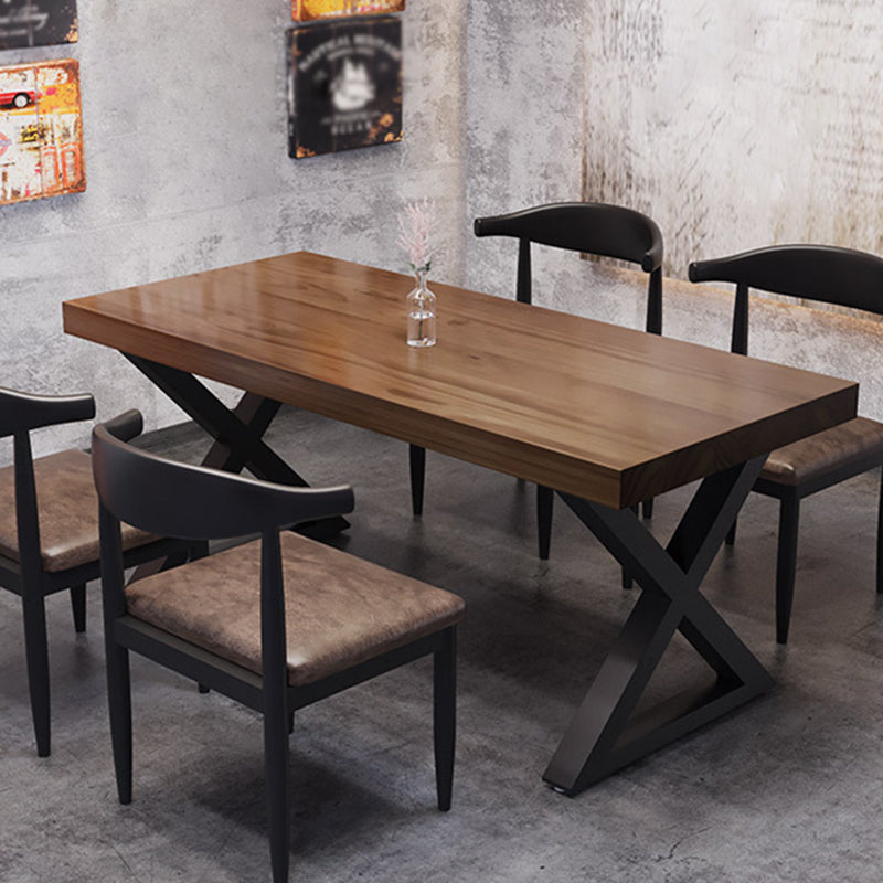 Industrial Solid Wood Dinner Room Kitchen Table Rectangle Sled Base Table for Dining Room Clearhalo ' dining_table' 'Dining Tables & Seating' 'Dining Tables' 'furn' 'furn_dining_table' 'Furniture' 'furniture_dining_table' 'Kitchen & Dining Furniture' 'kitchen&dining_furn' 'kitchen' 'kitchen_dining_table' 3864027