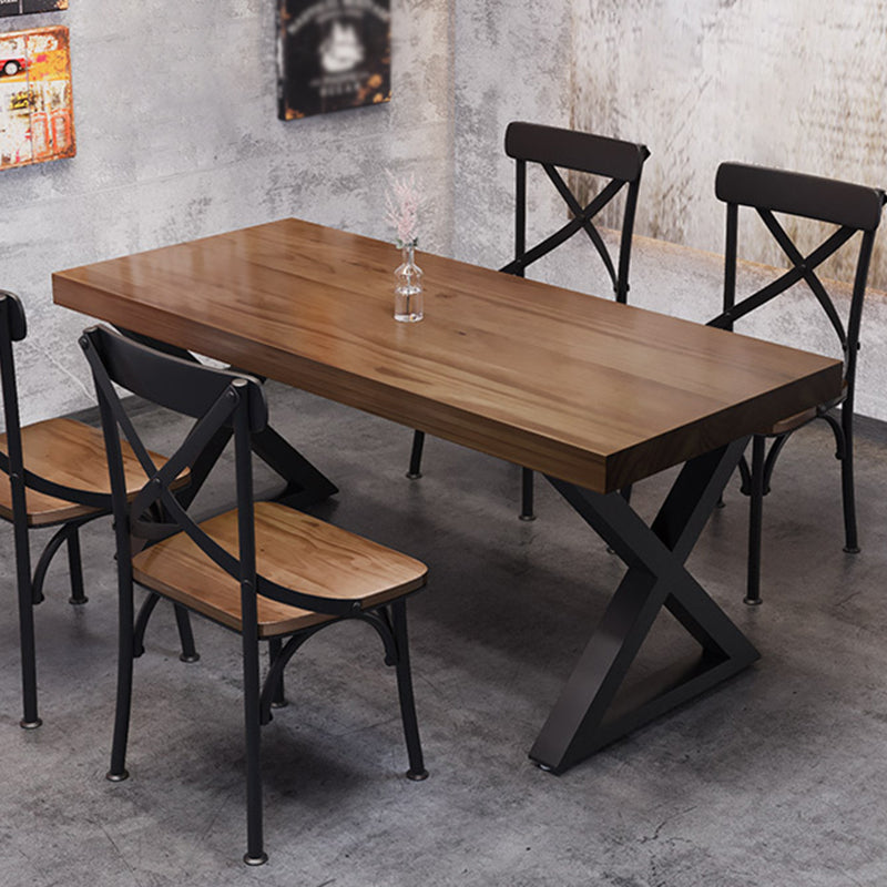 Industrial Solid Wood Dinner Room Kitchen Table Rectangle Sled Base Table for Dining Room Clearhalo ' dining_table' 'Dining Tables & Seating' 'Dining Tables' 'furn' 'furn_dining_table' 'Furniture' 'furniture_dining_table' 'Kitchen & Dining Furniture' 'kitchen&dining_furn' 'kitchen' 'kitchen_dining_table' 3864029