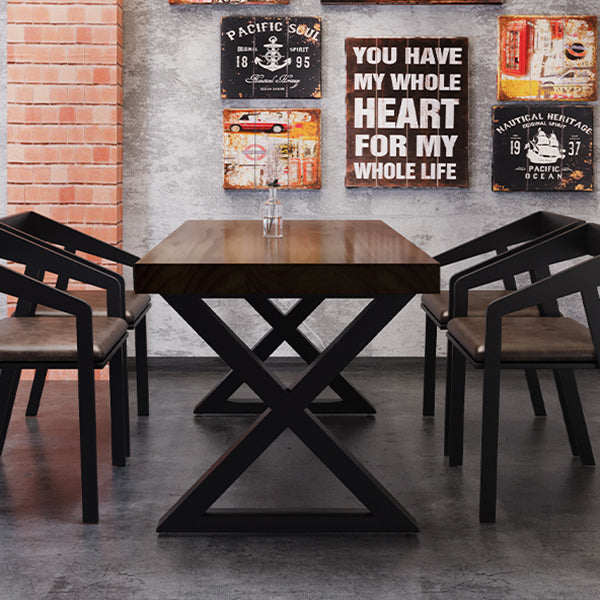 Industrial Solid Wood Dinner Room Kitchen Table Rectangle Sled Base Table for Dining Room Clearhalo ' dining_table' 'Dining Tables & Seating' 'Dining Tables' 'furn' 'furn_dining_table' 'Furniture' 'furniture_dining_table' 'Kitchen & Dining Furniture' 'kitchen&dining_furn' 'kitchen' 'kitchen_dining_table' 3864035
